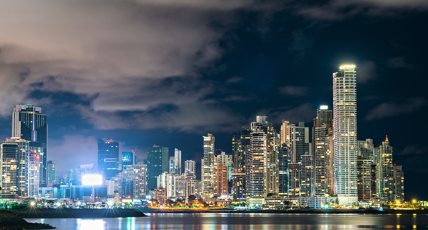 Night skyline of Panama City, Central America